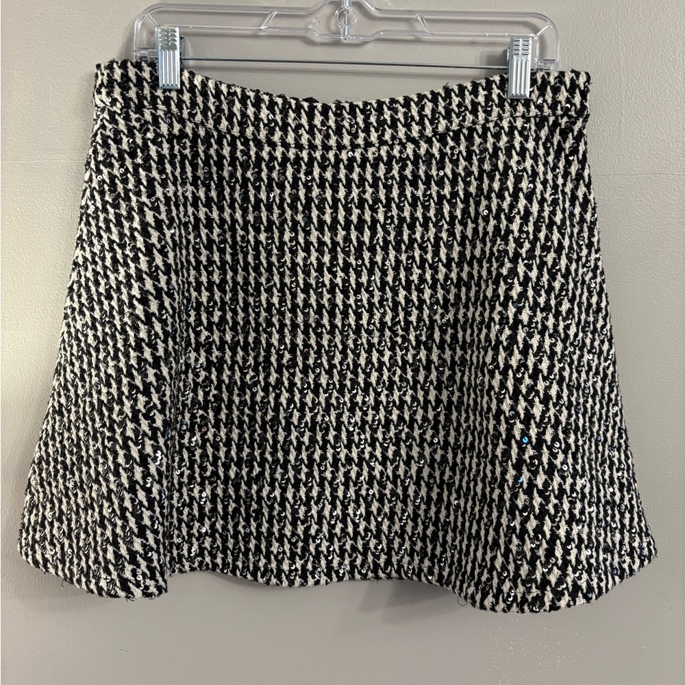 Nbd  Black and White Houndstooth sequin Skirt